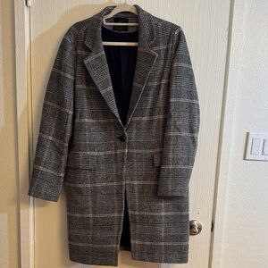 Rails Black and Gray Plaid Trench Coat